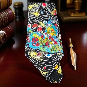 Vintage Tiefeng Jiang RARE One of a Kind Silk Tie Wearable Art Collectible